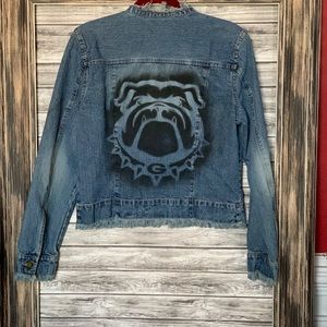 Vintage UpCycled Recycled Georgia Bulldog UGA Denim Football Hippie Gypsy Jacket